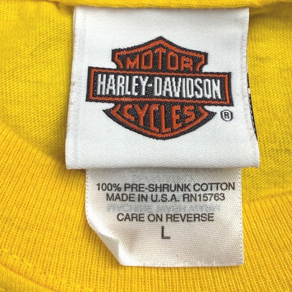 Harley Davidson Sturgis Black Hills Rally 2008 Yellow T Shirt Large USA - Picture 6 of 8